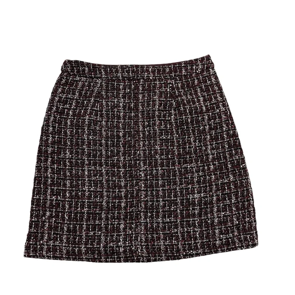 LOFT Burgundy Cabernet A-Line Mini Skirt - Picture 2 of 6
